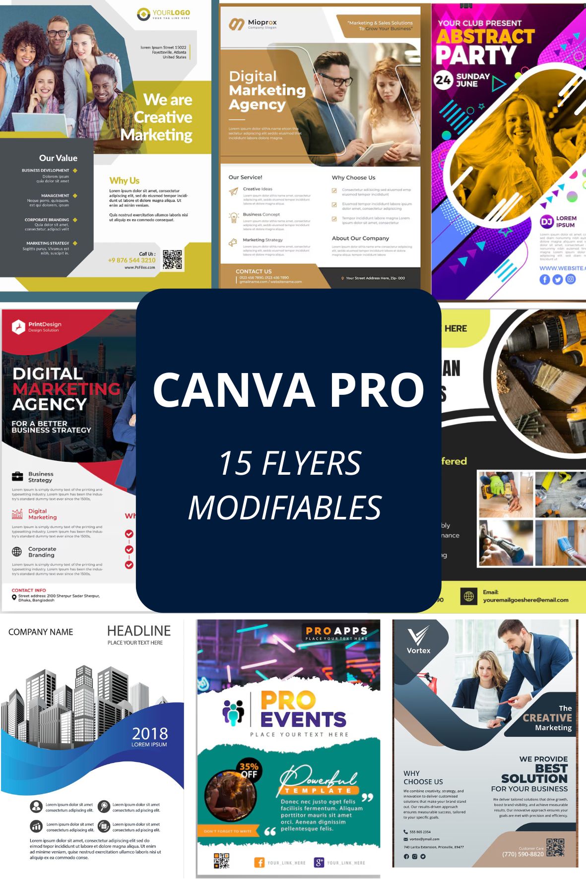 Pack 15 Templates Canva Format Portrait 1080x1920px pour Stories Instagram Reels TikTok WhatsApp
