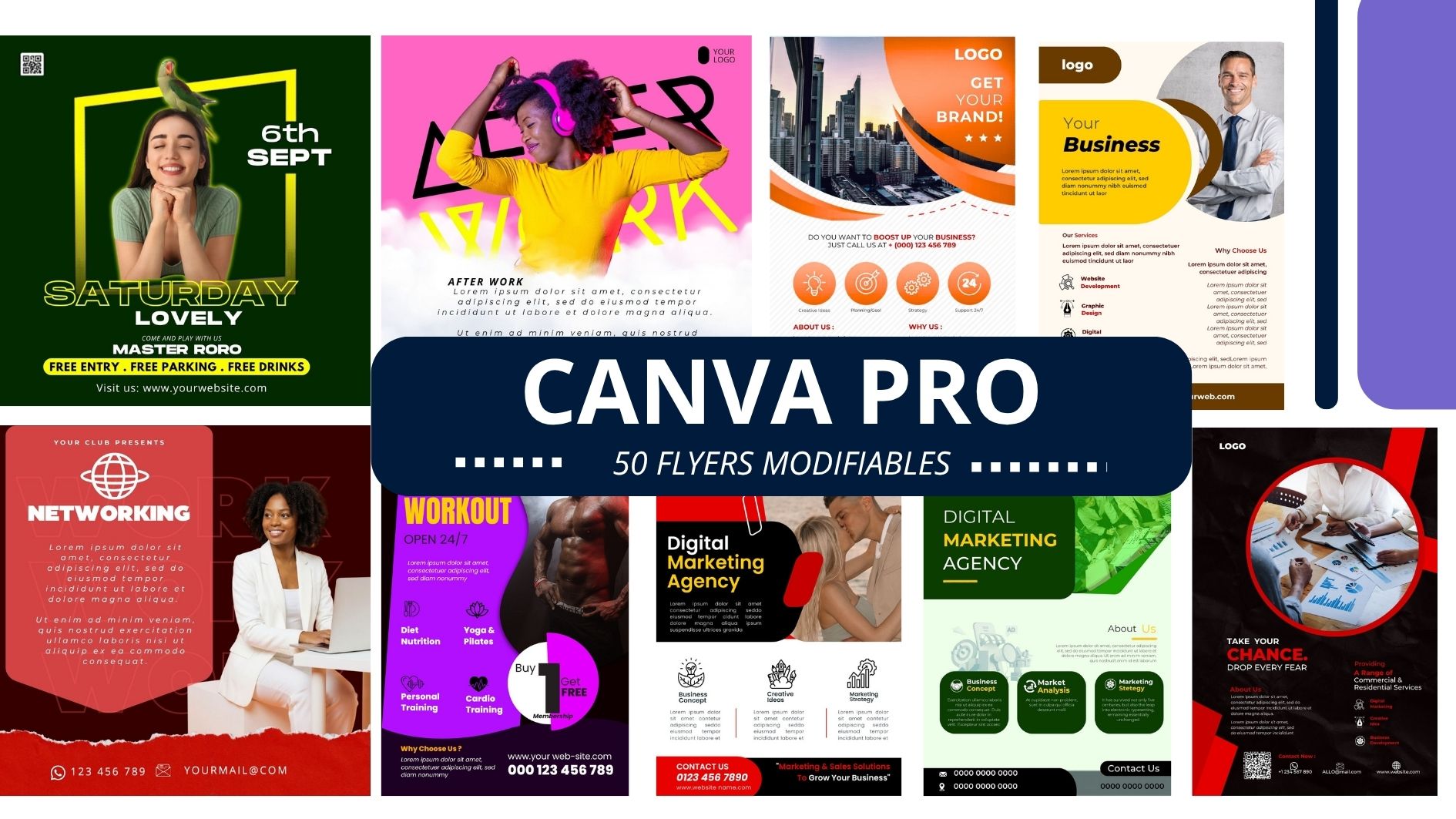 Méga Pack 50+ Templates Canva Carré et Portrait — Pack économique 60 templates